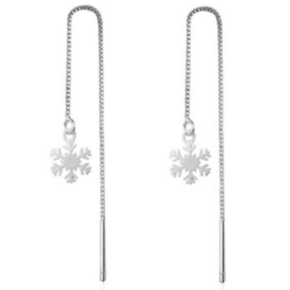 Snowflake Dangle Drop Threader Earrings
